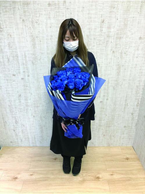青バラの花束(ワンサイドタイプ)