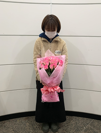 ピンクバラの花束(ワンサイドタイプ)