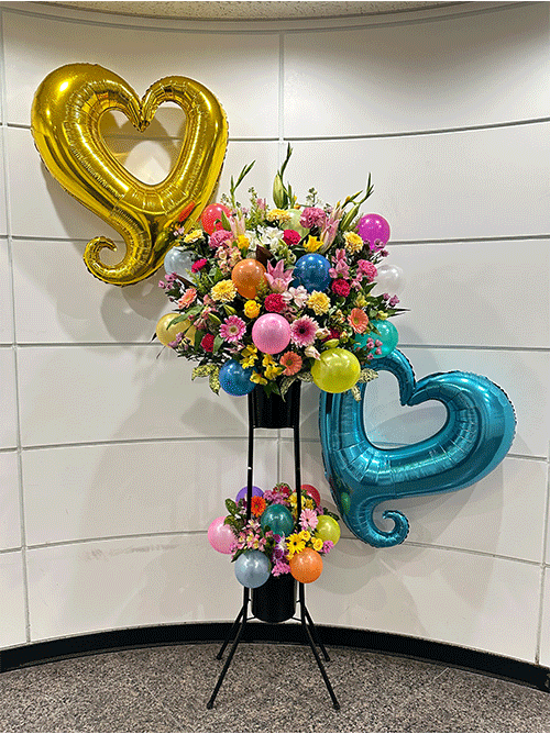 【スタンド花】豪華2段バルーン付