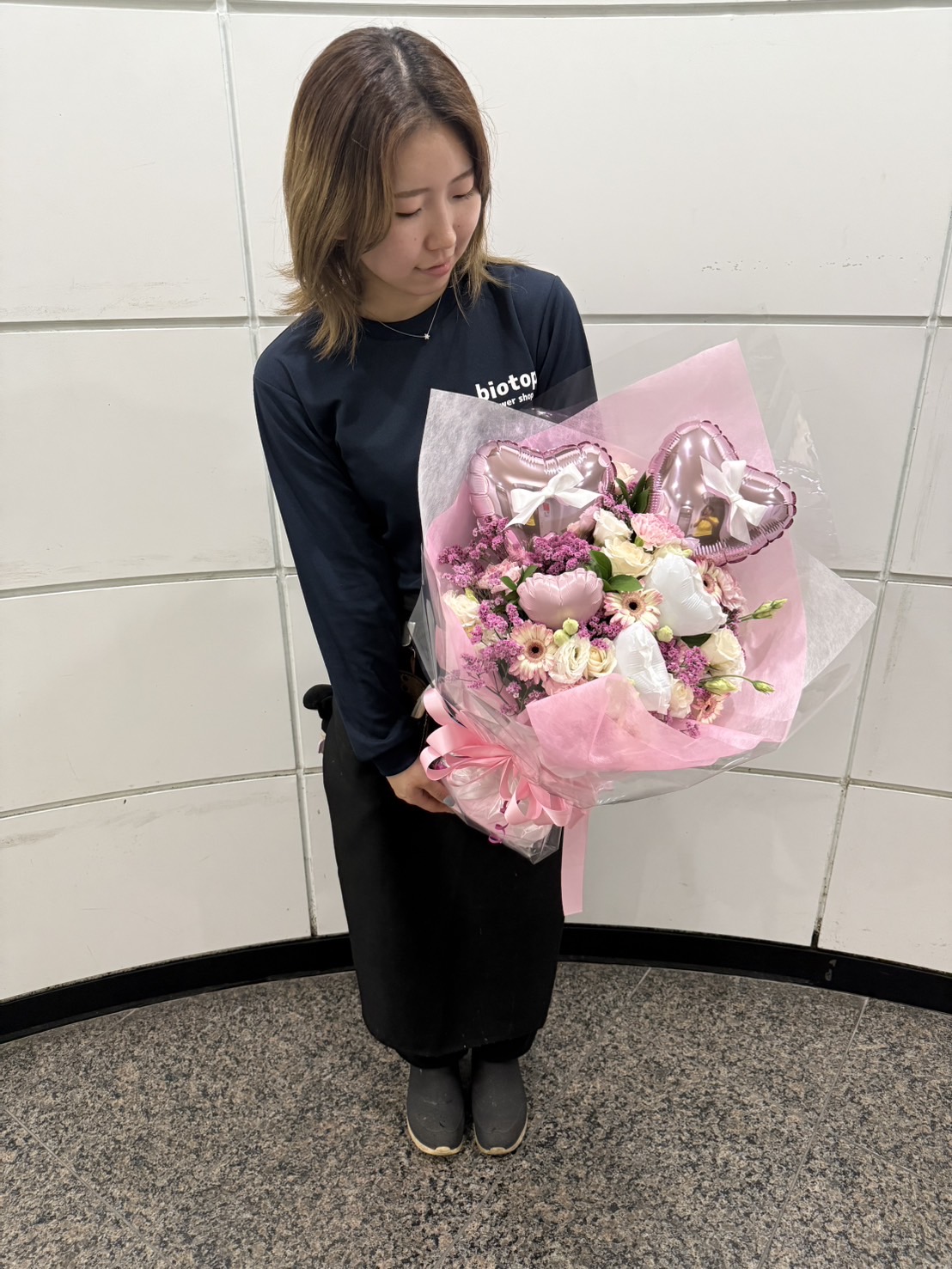 リボンバルーンフラワーブーケ